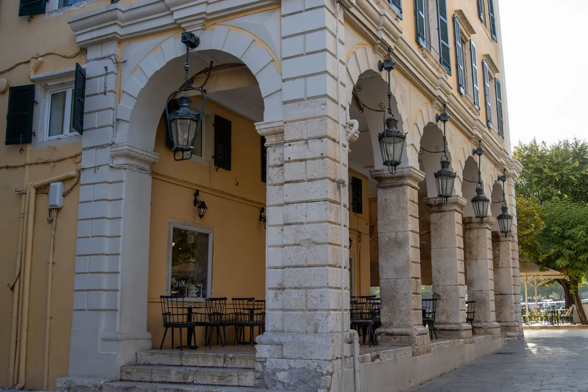 Venetian-style building façade in Corfu Town