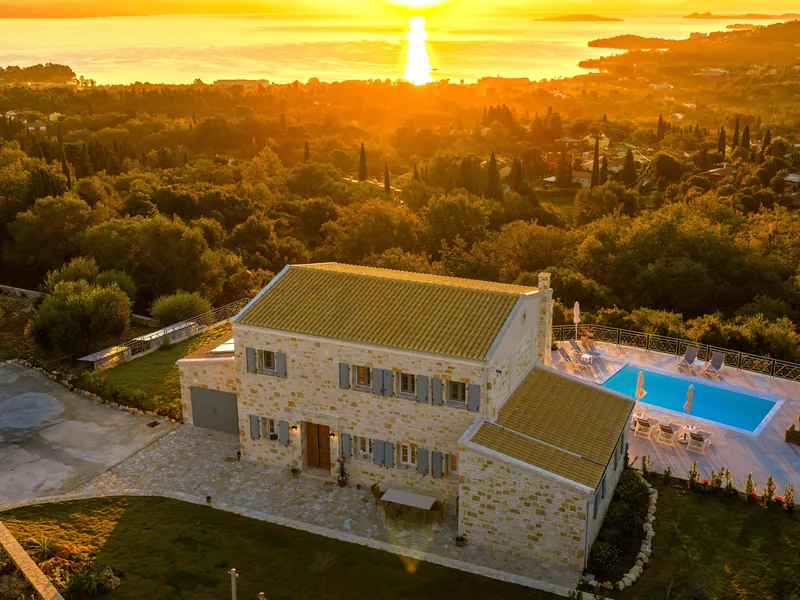 Newly Built Stone Villa for Sale above Dassia, Corfu, with Sea Views (RR7258)
